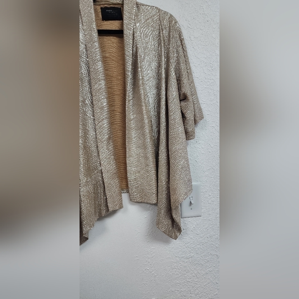 Zara Womens Special Edition Metallic Gold Cardigan Size S - Picture 5 of 9